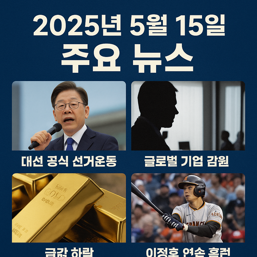 2025년 5월 15일 주요 뉴스 이미지